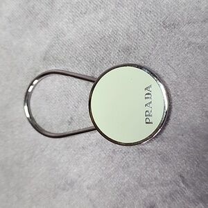 Prada Silver Ivory Cream Key Ring Bag Charm